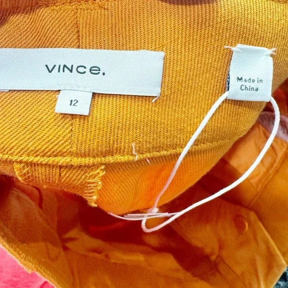VINCE Women's Burnt Orange High Waist Belted Twill Pleated Shorts Size 12 NWT